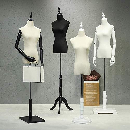 XCTLZG Kadın Manken Torso Vücut Elbise Formu için Ahşap Taban ile Giyim Elbise Takı Ekran Ayarlanabilir Yükseklik, 2 Boyutları(