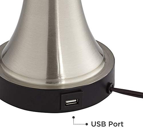 Seymore Modern Çağdaş Dokunmatik Masa Lambaları 26 Yüksek USB Şarj Portu ile 2 Set LED Gümüş Metal açık Mavi Softback Gölge