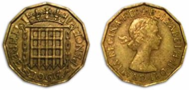 Stampbank Koleksiyon Paraları - 1966 Sirküle Üç Peni / Üç Peni / 3 peni / Üç Kuruş Biti
