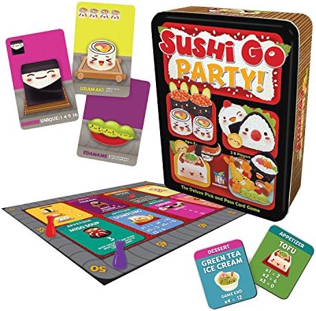 Suşi Partisine Git! - Gamewright tarafından Deluxe Pick & Pass Kart Oyunu, Çok Renkli