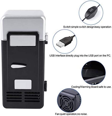 Gaeirt Taşınabilir Buzdolabı, Taşınabilir ekonomik ve Pratik USB Buzdolabı Mini USB Buzdolabı Ofis Ev için kullanımı kolay(Siyah)