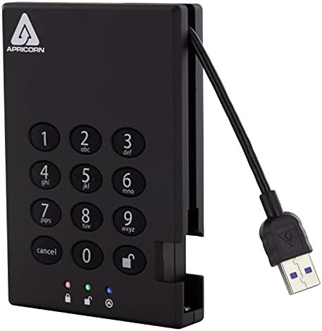 Kayısı 500GB Aegis Asma Kilit USB 3.0 256-bit AES XTS Donanım Şifreli Taşınabilir Harici Sabit Disk (A25-3PL256-500)