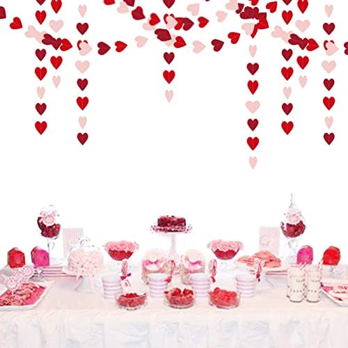 Pembe Kırmızı Bordo Kağıt Kalp Çelenk Süslemeleri 52ft Asılı Flama Afiş Nişan anneler Günü Düğün Yıldönümü Romantik Gelin Duş