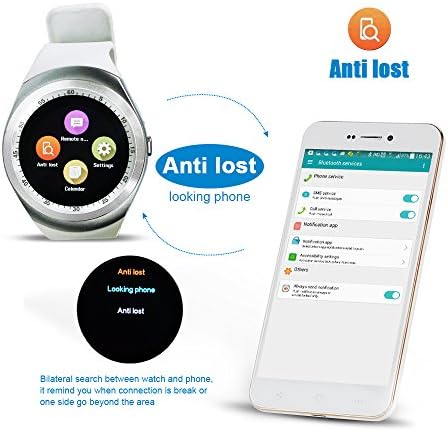 Y1 SmartWatch Dokunmatik Ekran Desteği Mikro SIM Kart ile Bluetooth 3.0 Kamera Uyku Monitör Açık Spor için ıOS Android (Beyaz)