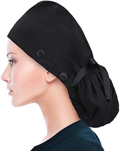 ABAMERİCA Çalışma Kap ile Düğme Uzun Saç, Ayarlanabilir Çalışma Şapka At Kuyruğu Tutucu, kravat Geri Şapkalar Kadınlar için,