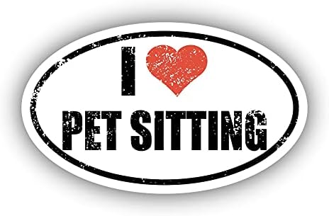 Ben Aşk Pet Oturma Ben Kalp Euro Oval Sticker Vinil 3 M Çıkartması 3 in x 5 in