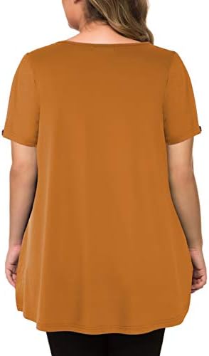 MANER kadın Artı Boyutu Üstleri Kısa Kollu Flowy Gömlek Casual Bluzlar Tunik Üstleri L-4XL