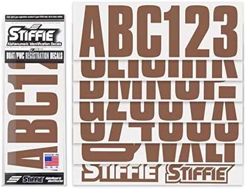 Stiffie Uniline Kahverengi 3 KIMLIK Kiti Alfa-Sayısal Kayıt Kimlik Numaraları Etiketler Çıkartmaları Tekneler ve Kişisel Deniz