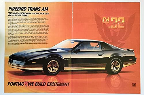Dergi Baskı İlanı: Siyah 1984 Pontiac Firebird Trans Am, Sürükleme Katsayısı Cd = 0.32,Gm'in Şimdiye Kadar Test Ettiği En Gelişmiş