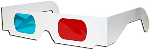 10 3D Kağıt Gözlük, IYF3D, Anaglyphic (kırmızı/Mavi), Düz Beyaz Çerçeveler