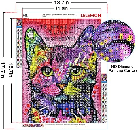 LELEMON 5D DIY Elmas Boyama Kitleri Yetişkinler için Tam Matkap Renk Kedi Yuvarlak Elmas Nakış Dotz Sanat Zanaat ev duvar dekoru