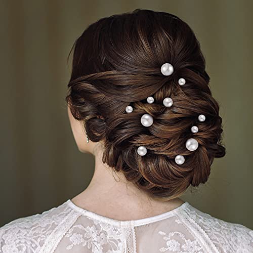 Charonle 32 Parça Düğün İnci Saç Pins Gelin İnci Rhinestone Saç Pins Saç Aksesuarları U Şekli Barrette Gelin Nedime Kadınlar