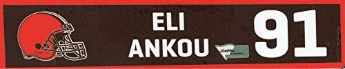 Eli Ankou Cleveland Browns Oyuncu-2019-20 NFL Sezonundan 91 numaralı Kahverengi İsim Plakası-NFL Oyunu Kullanılmış Stadyum