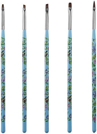JYDQM 5 ADET Set Nail Art Fırçalar Ahşap Çiçek Akrilik Jel Cila Boyama Builder DIY Salon Kalem Düz Fırça Seti Şekillendirici