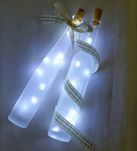 Decorman şarap şişesi mantar ışıkları, 20 paket 20 LED mantar şekli gümüş bakır tel LED yıldızlı peri mini dize ışıkları için