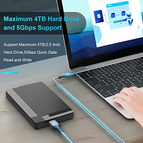 USB C'den Mikro B'ye Kablo 3.3 FT (2 Paket), USB 3.1 Sabit Disk 5Gbps Naylon Örgülü Tip C'den Sabit Sürücüye Kablo, Hızlı Şarj