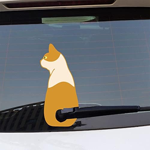 COCOKEN Karikatür Komik Kedi Hareketli Kuyruk Araba Çıkartmaları Vinil Otomobil Arka cam sileceği Çıkartması 12 x 24 Dekor