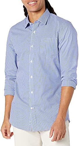 Essentials erkek Slim-Fit Kırışıklık Dayanıklı Uzun Kollu Elbise Gömlek