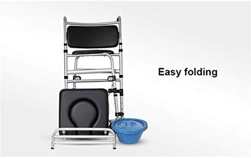 ZYLZL Duş Sandalyesi, Küvet Koltuğu Katlanması Kolay Çıkarılabilir Tuvaletli Duş Sandalyesi-Duş Taburesi 4 Tekerlekli Ayarlanabilir