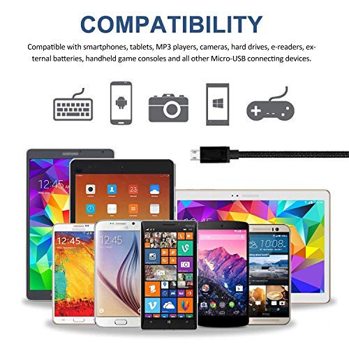 3A Hızlı Şarjlı Mikro USB Kablosu 15ft Galaxy S7/S6/J8/J7 Not 5,Kindle,LG,PS4,Kamera,Xbox One ve Daha Fazlası için Ekstra Uzun