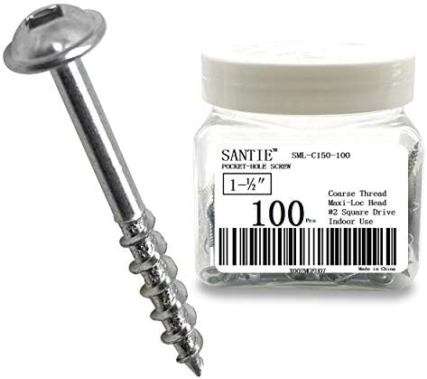 Santie SML-C150-100 1-1/2 içeri. Kaba İplik Numarası 8 Yıkayıcı Kafası Çinko Kaplı Cep Deliği Vidaları 100ct