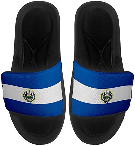 ExpressİtBest Yastıklı Slide-On Sandalet / Erkekler, Kadınlar ve Gençler için Slaytlar-El Salvador Bayrağı (Salvador) - El