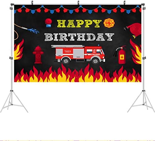İtfaiyeci Doğum Günü Backdrop Boys için İtfaiyeci Mutlu Doğum Günü Arka Plan 5X3ft Firetruck Doğum Günü Partisi Arka Planında