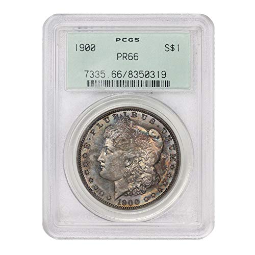 1900 Amerikan Gümüş Morgan Dolar Geçirmez PR-66 Orijinal Yeşil Tutucu CoinFolio tarafından $1 PR66 PCGS