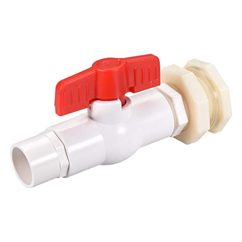 uxcell PVC Küresel Vana Bağlayıcı Tıkaç Kiti G1/2, Bölme Montaj Adaptörü ile, beyaz Kırmızı Su Tankı için 2 Adet