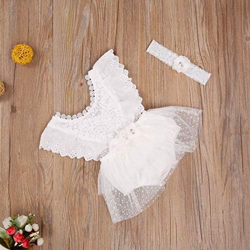 Yenidoğan Bebek Kız Beyaz Dantel Romper Kolsuz Fırfır Halter Çiçek Tutu Bodysuit Elbise Tulum Tek Parça Kıyafet Giyim