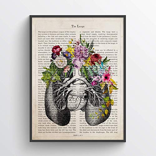 Akciğerler Çiçek Anatomi Baskı, Tıbbi Poster, Solunum Terapi Hediye, Solunum Terapisti ve Pulmonolog Hediye Fikri, Med Okul