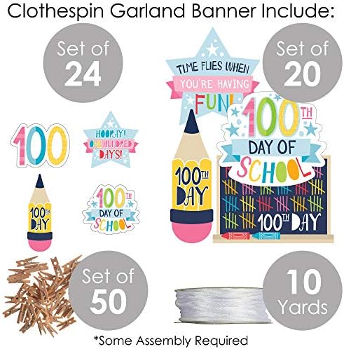 Büyük Nokta Mutluluk Mutlu 100th Gün Okul-100 Gün Parti DIY Süslemeleri-Clothespin Garland Banner -44 Adet