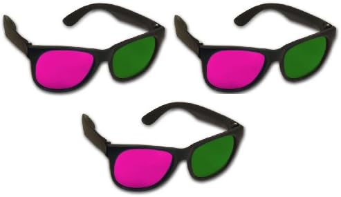 3D filmler için 3D Gözlükler - Dayanıklılık için Macenta/Yeşil Akrilik (3 Çift)