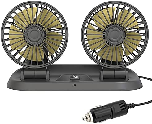 HSART 5 V / 12 V / 24 V Araba Fanı, Çift Kafa 360 Derece Ayarlanabilir, hava Soğutma Güçlü Rüzgar Düşük Gürültü, USB Şarj Hava