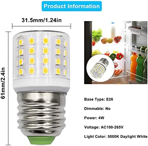 Buzdolabı Buzdolabı Dondurucu için LED Cihaz Ampulü 4W (40W Eşdeğeri) E26 Orta Taban Kompakt T10 Boru Şeklindeki A15 AC100-265V