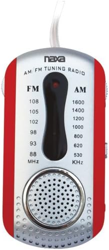 1-Hoparlörlü AM / FM Mini Cep Radyosu (Kırmızı), AM / FM mini cep radyosu, Dahili hoparlör, NR721RD