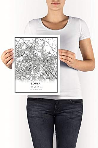 Skandndi Sofya Harita Baskı, Bulgaristan Haritası Sanat Poster Modern Duvar Sanatı, sokak Haritası Yapıt 11x14
