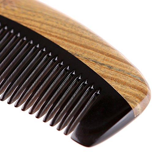 Breezelike Saç Tarağı-Kadınlar, Erkekler ve Çocuklar için Ahşap İnce Diş Tarağı-Statik Sandal Ağacı Manda Boynuzu Tarağı Yok