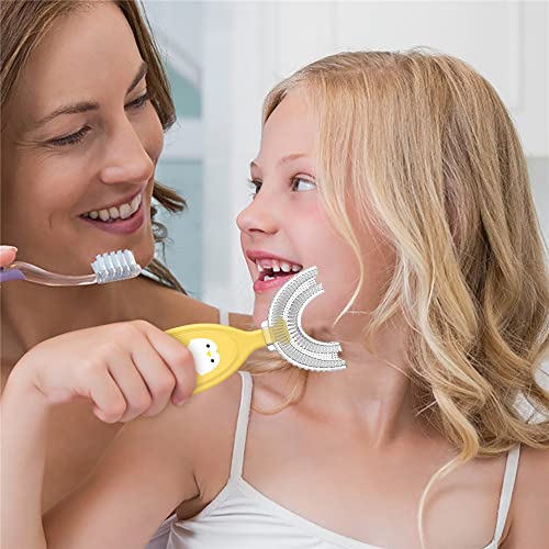 Çocuklar U - Şekilli Diş Fırçası, Gıda Sınıfı Yumuşak Silikon Fırça Kafası ile 360° Ağız Temizleme Beyazlatma Masajı, U-Tipi