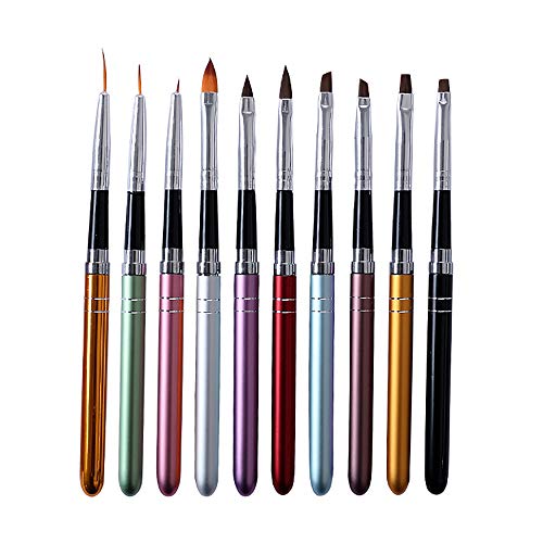 Naylon UV Jel Boyama Aracı için 10 Adet Nail Art Fırçalar, Mwoot Profesyonel Tırnak Sanat Boyama Kalem, Tırnak Çizim Manikür