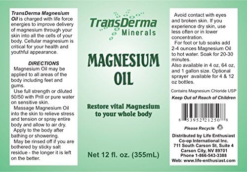 Transdermal Magnezyum Yağı - Saf Sıvı Magnezyum Klorür Heksahidrat, Antik Mineraller Magnezyum ile Yapılmış, Cilt Yoluyla Hızlı
