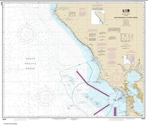 NOAA Chart 18640-San Francisco'dan Point Arena'ya Doğu Görünümü Coğrafi Görünümü