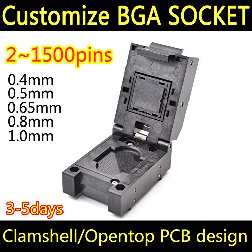 BGA FBGA EMMC EMCP Soket Adaptörü, 0.4 mm,0.5 mm,0.65 mm,0.8 mm,1.52 mm veya Düzensiz Aralıklı ALLSOCKET IC Test Soketi Ismarlama