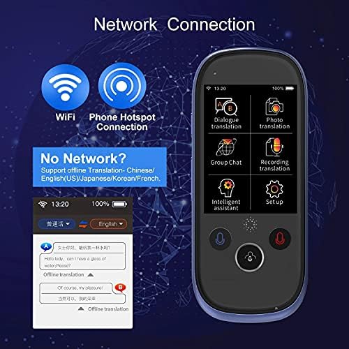 HXHLZY K1 Pro Akıllı Ses Çevirmen Cihazı ile 2.4 İnç Dokunmatik Ekran WiFi / Hotspot Bağlantısı / Çevrimdışı Destek 77 Dil