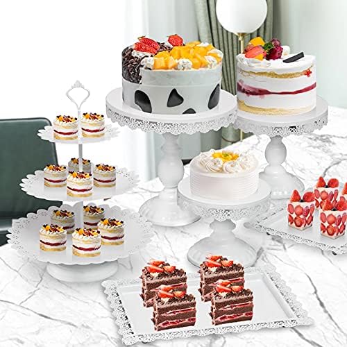 Tatlı Kek Masa Dekoru için Beyaz Kek Standı Seti Cupcake Tutucu