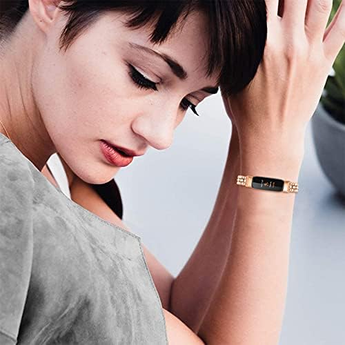 Fitbit Luxe ile uyumlu / Luxe SE Bantları Kadınlar, Takı Band Metal Paslanmaz Çelik Kayış ile Bling Taş Yedek Bantları Bilezik