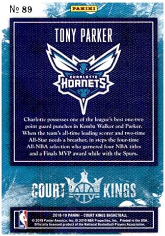2018-19 Panini Mahkemesi Kings Yeşim 89 Tony Parker Charlotte Hornets Basketbol Kartı