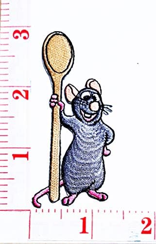 (3x1. 25 in) süper Kahraman Sıçan Şef Yapmak Gıda Aşçı Karikatür Yama Dikmek Demir on İşlemeli Aplike Zanaat El Yapımı Bebek
