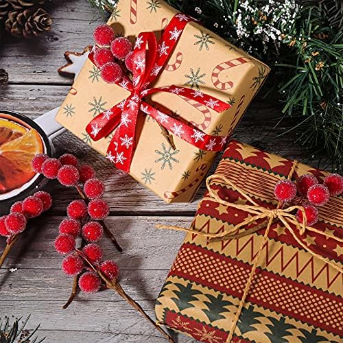 upaın 30 Pcs Noel Yapay Çilek Holly Berry Alır Kaynaklanıyor Kırmızı Buzlu Meyve Berry Şube için Noel Ağacı Noel Dekorasyon