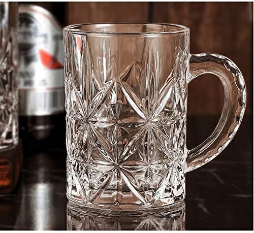 Büyük Kupa Bira Kupa Bira Bardak Kolu ile Günlük Içme Gözlük Çay Bardağı Bira Kokteyl Çay Zanaat Gözlük için (Renk: Clearx6)